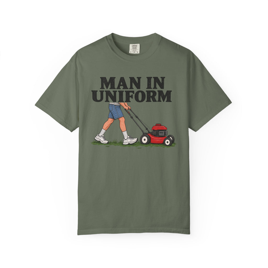 Man In Uniform Mowing - T-Shirt