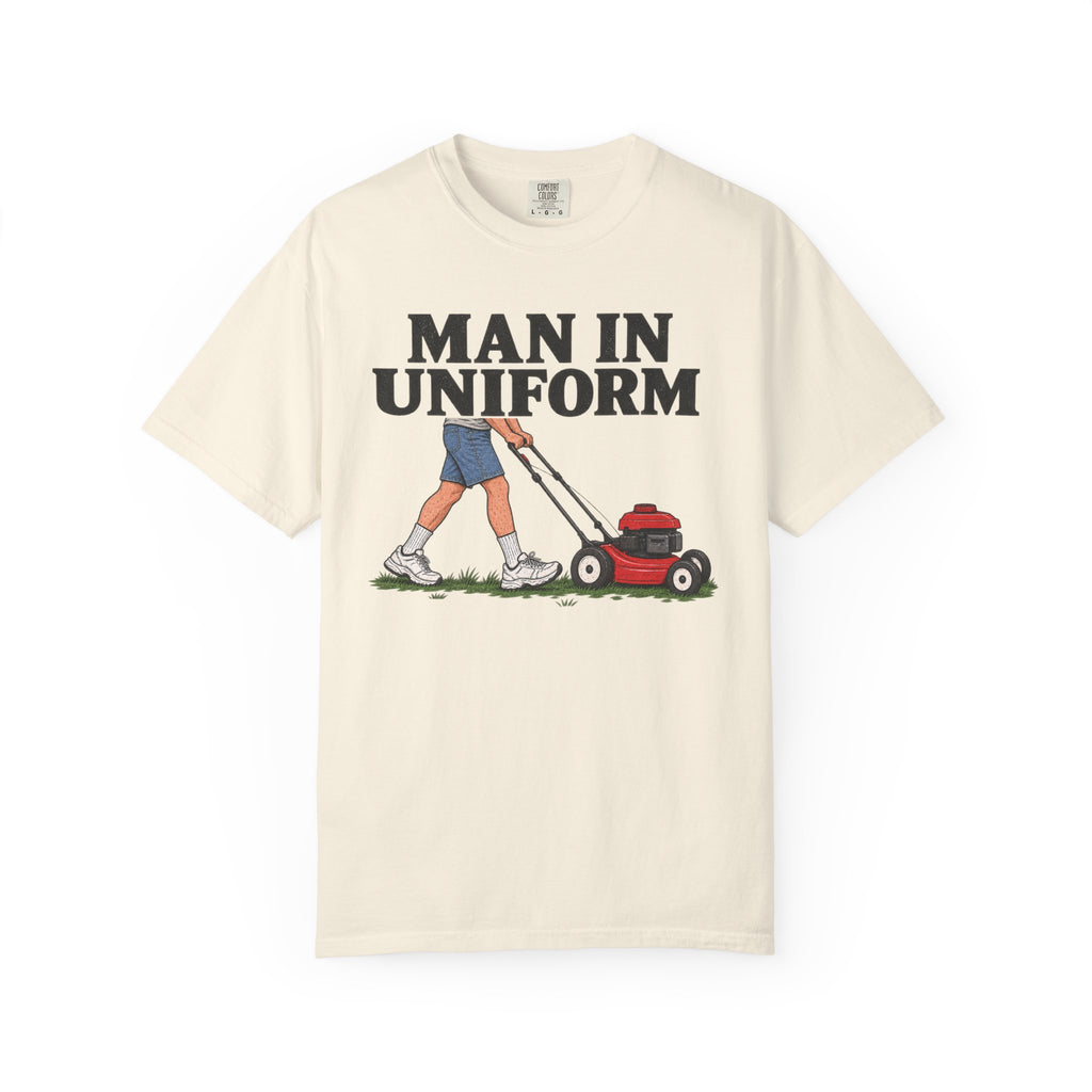 Man In Uniform Mowing - T-Shirt