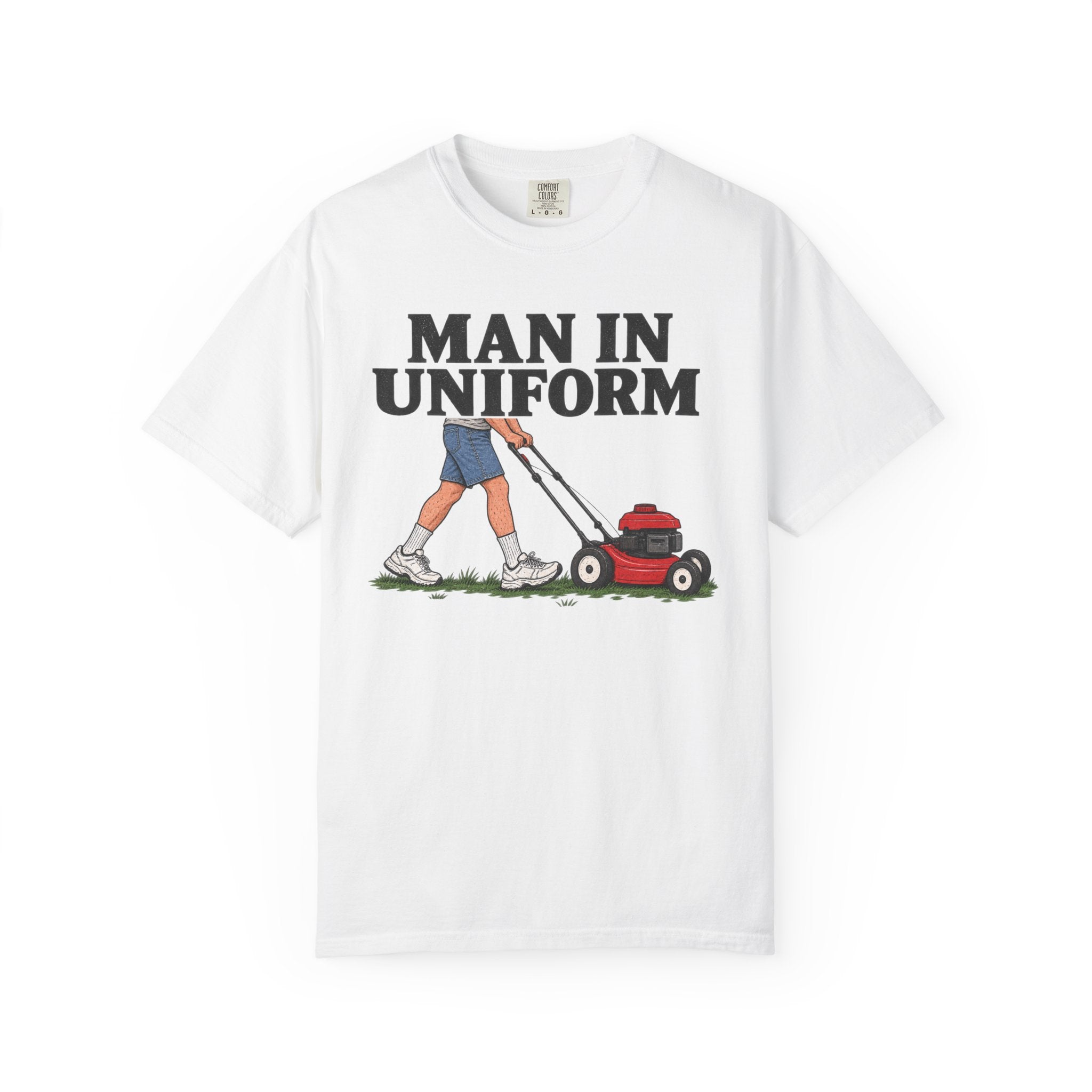 Man In Uniform Mowing - T-Shirt