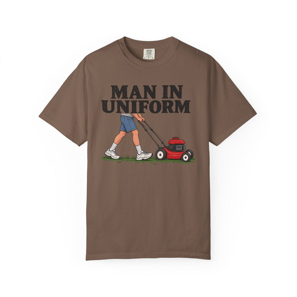 Man In Uniform Mowing - T-Shirt